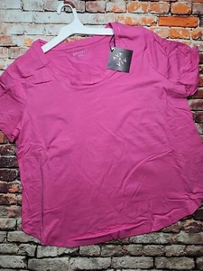 AVA & VIV Women's Plus Hot Pink Short Sleeve Basic T Shirt Top NWT 1X 2X - Picture 1 of 4