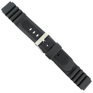16mm Hadley-Roma Black Rubber Fits All Sports Models Mens Watch Band Reg MS929