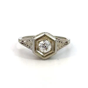 Vintage 18K Weißgold Diamant Filigran Ring Größe 6,25 - Bild 1 von 9