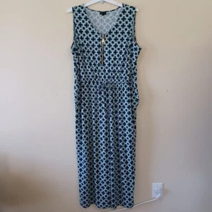 Tacera 1X Jumpsuit Sleeveless Pockets Wide Leg Stretch Travel Vacation Geometric - Picture 1 of 7