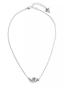Nuovo GUESS Color Argento Catena Incrociati Doppio Cuore Collana - Foto 1 di 1