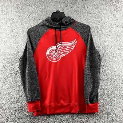 Fanatics Red Wings Shirt Mens Medium Red NHL Training Hooded L/S Shirt EUC - Image 1 of 4