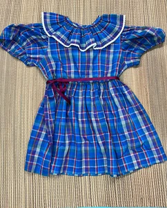 Vintage 70s JC Penney Girls Plaid Top Peplum Blouse Shirt Pleated Ruffle SZ 6 - Picture 1 of 6