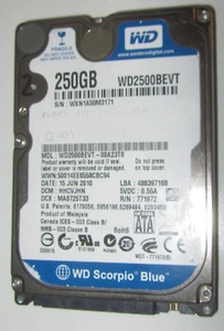 Hard Disk Drive Disco Rigido WD2500BEVT Western Digital ROTTO RECUPERO FOR PARTS - Imagen 1 de 2