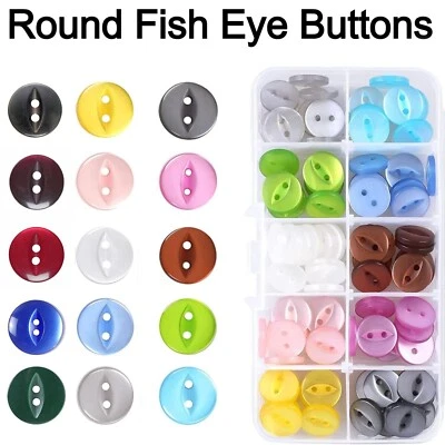 Round Fish Eye Buttons Two Hole Sewing Craft Shirt Buttons Multi Size Colour - Image 1 of 4