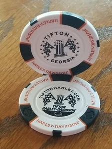 Harley Davidson Poker Chip H-D HD Tifton, Georgia Collectable Motorcycle Chip 2X - Picture 1 of 12