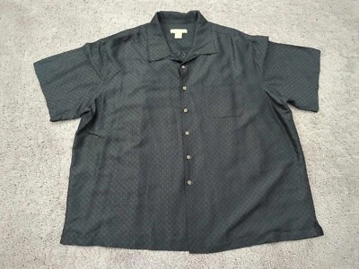 Camisa masculina Island Passport com botões 2XL preta geométrica manga curta casual - Imagem 1 de 4