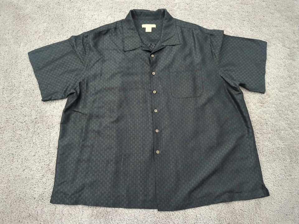 Camisa con botones Island Passport para hombre 2XL negra geométrica manga corta informal Foto 1 de 4