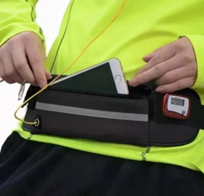 Black Nylon Waist Bag- Earphones Jack Hole For Sports Running- De Vincent - Image 1 of 4