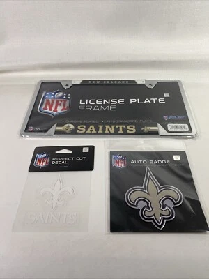 New Orleans Saints Metal License Plate Frame, Auto Badge, & Decal NFL Wincraft - Image 1 of 4