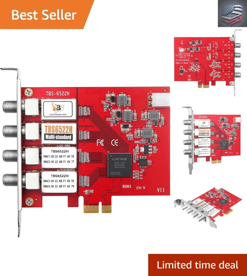 Compact 6522H Quad Tuner Card for Windows/Linux - Streamline Your TV Experience - Image 1 of 4