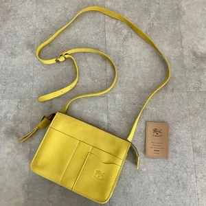 IL BISONTE Mini borsa a tracolla in pelle gialla vera pochette italiana - Foto 1 di 10