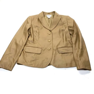 Pendleton Women's Leather Button Up Blazer Jacket Size Medium Light Brown - Picture 1 of 10