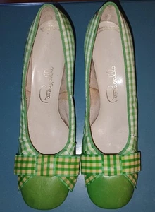 Zapatos Pappagallo Vintage Años 70 Verde Lazo Guinga Talla 8 1/2 Estrechos - Imagen 1 de 9