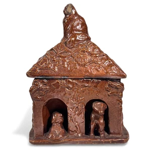 Pot à Tabac Grès de Beauvaisis 1860 Niche Chien Chat era Jules Ziegler  Absynthe - Picture 1 of 16