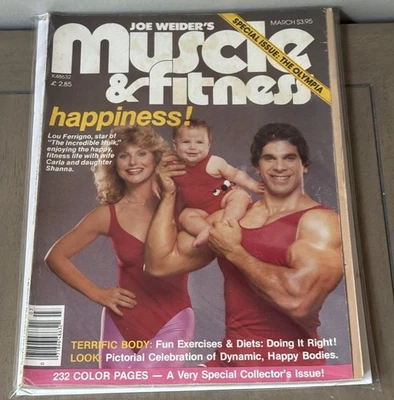 LOU FERRIGNO W/ Family - Muscle & Fitness Bodybuilding Magazine - March 1982 - Image 1 of 2