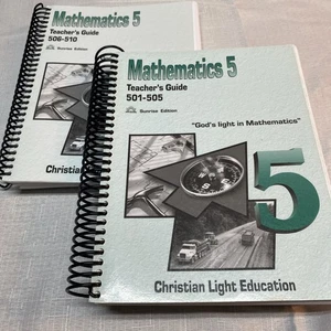 (2) Mathematics 5 Teacher's Guide 501-505&506-510 Christian Light Education LOT - Picture 1 of 11