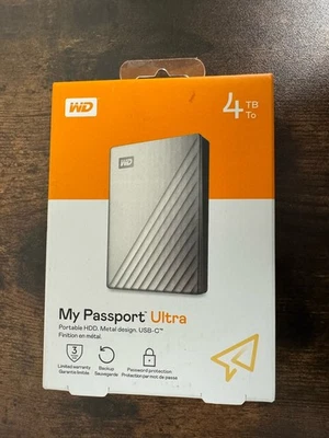 New Western Digital WD Portable My Passport Ultra 4TB HDD WDBFTM0040BSL-WESN - Image 1 of 3