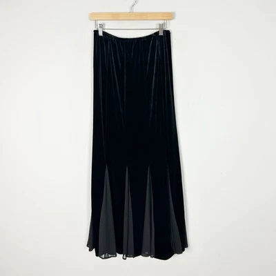 Vintage Y2K MSK Evening Black Velvet Mermaid Maxi Skirt Size 6 Women's - Image 1 of 4