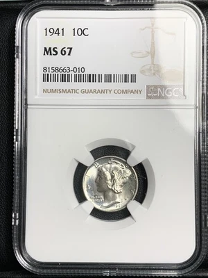 1941-P MERCURY DIME NGC MS67 "HIGH GRADE" - Image 1 of 2