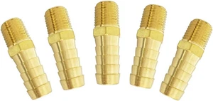 Barb Adapter 1/8" NPT Male X 3/8" Barbed Brass Hose Fitting 5Pcs - Picture 1 of 12