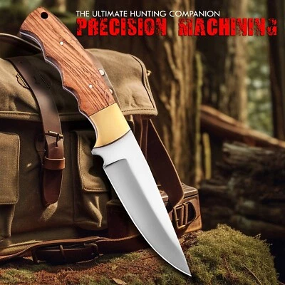Handgefertigtes Jagd Messer mit Lederscheide zum Häuten, Camping, Outdoor 6200 - Bild 1 von 4