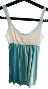 Vintage Vanity Fair Nightgown Slip Dress Blue Size 34/ XS Chemise Lace Babydoll - Picture 1 of 13