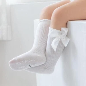 Girls Stockings Big Bow Baby Knee High Socks Kids Mesh Ballet Toddlers Lace Chil - Picture 1 of 29