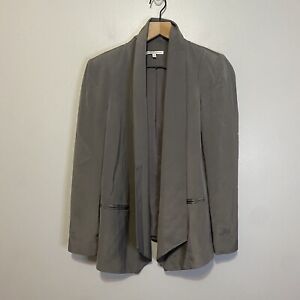 Rebecca Minkoff Silk Open Front Blazer Jacket Size 2 Gray Long Sleeve Pockets