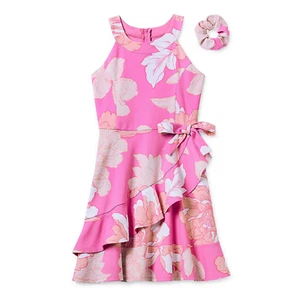 Emerald Sundae Big Girls Sleeveless A-Line Dress 12 Pink Floral Stretch Tween - Picture 1 of 5
