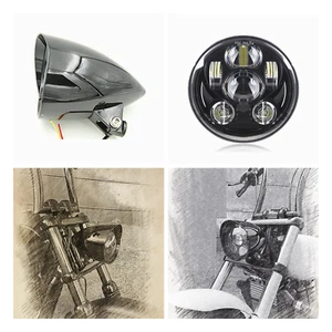 5.75" gloss black LED daymaker bullet headlight Harley DYNA WIDE GLIDE FXDWG FXR - Picture 1 of 8