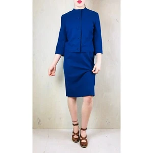 Vintage Dinseyland Mad Men Pendleton Blue Pencil Skirt And Swing Jacket Suit - Picture 1 of 9