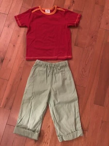 Hanna Andersson Red Shirt & Green Beach Pants Sz 110- 4-6 Yrs Old Pre Owned - Picture 1 of 6
