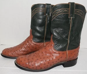 BOTAS DE RODEO de trabajo vaquero occidental piel de avestruz Justin EE. UU. 3280 de colección para hombre talla 9 D - Imagen 1 de 4