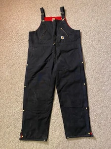 Carhartt Bib Overalls Men’s Size 48 Black Insulated Quilt R38 - 48x32 - NWOT - Picture 1 of 21