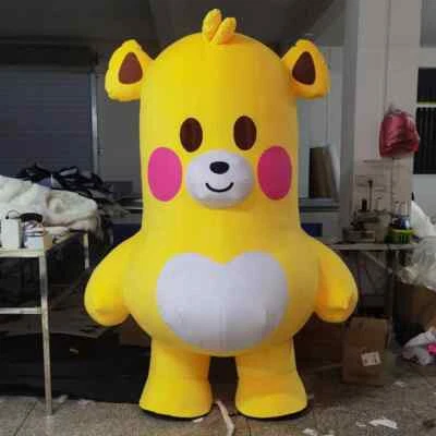 Inflatable 2m Yellow bear mascot costume Head Party Halloween Fur Cosplay - Image 1 of 3