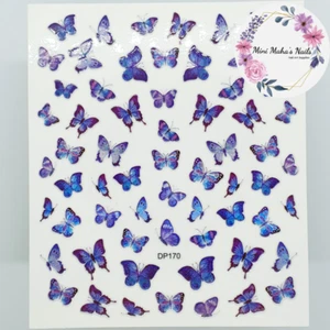 Blue and Purple Holographic Butterfly Stickers Nail Art Design Stickers DP170 - Picture 1 of 4