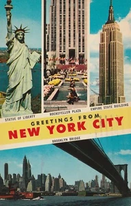 *New York Postcard-"Greetings...New York City"(4 Mini-Pics on 1 Postcard) {*TW-1 - Picture 1 of 2
