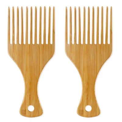 2Pcs Bamboo Hair Pick Comb for Curly and Beard - Afro No Frizz Wide... - Image 1 of 4