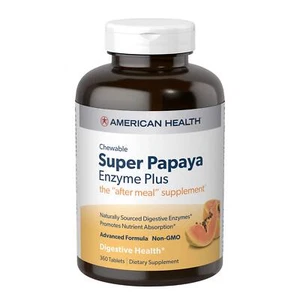 American Health Super Papaya Enzyme Plus Chewable Tablets Natural Papaya Flav... - Picture 1 of 5