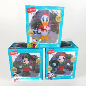 3- Disney 3.5 ' Christmas Mickey Mouse Airblown Inflatable Minnie And Donald - Picture 1 of 13