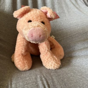 Mary Meyer Flip Flops Schwein Plüschtier pfirsichrosa Gingham-Schleife 12 Zoll Vintage 1999 - Bild 1 von 8