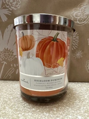 HALLMARK Heirloom Pumpkin 3 WICK Jar Candle Soy Blend 16 oz Fall Halloween - Image 1 of 4