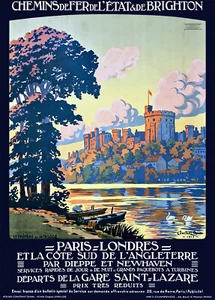 Affiche chemin de fer Etat & Brighton - Paris Londres Le Château de Windsor - Imagen 1 de 1