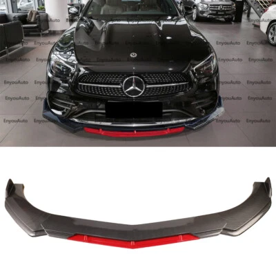 For Mercedes-Benz C200 C300 Front Bumper Lip Spoiler Splitter Carbon Fiber Red - Image 1 of 4