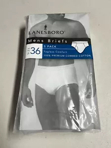 Vintage 5er Pack Lanesboro weiß Baumwolle Slips Herren Gr. 36 Tighty Whities NEU!! - Bild 1 von 4