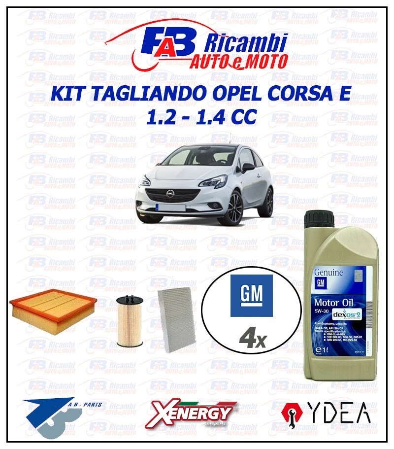 KIT TAGLIANDO OPEL CORSA E 1.2 /1.4cc - 3 FILTRI 4 LITRI OPEL 5W30 - Immagine 1 di 1