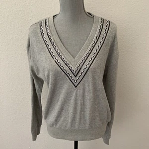 Anthropologie & Layered Gray sweater Women’s Size Small S New NWT V Neck Sequins - Picture 1 of 9