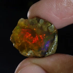12,20 quilates aceite etíope ópalo negro multi fuego áspero natural AAA+ grado piedra preciosa - Imagen 1 de 9