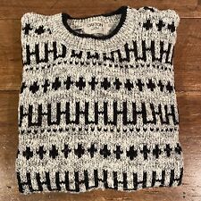 Vintage Oakton Limited Handknit Mens Sweater XL Tall Gray Black Acrylic Pullover
